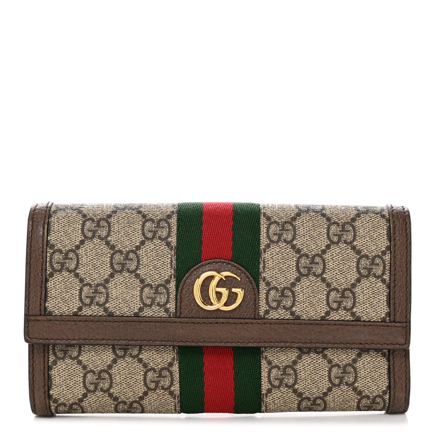Gucci GG Supreme Monogram Web Ophidia Continental Wallet Brown 1 of 8