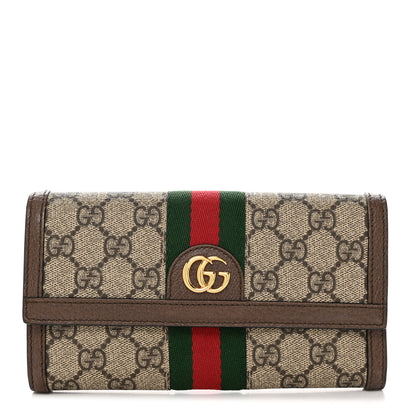 Gucci GG Supreme Monogram Web Ophidia Continental Wallet Brown 1 of 8