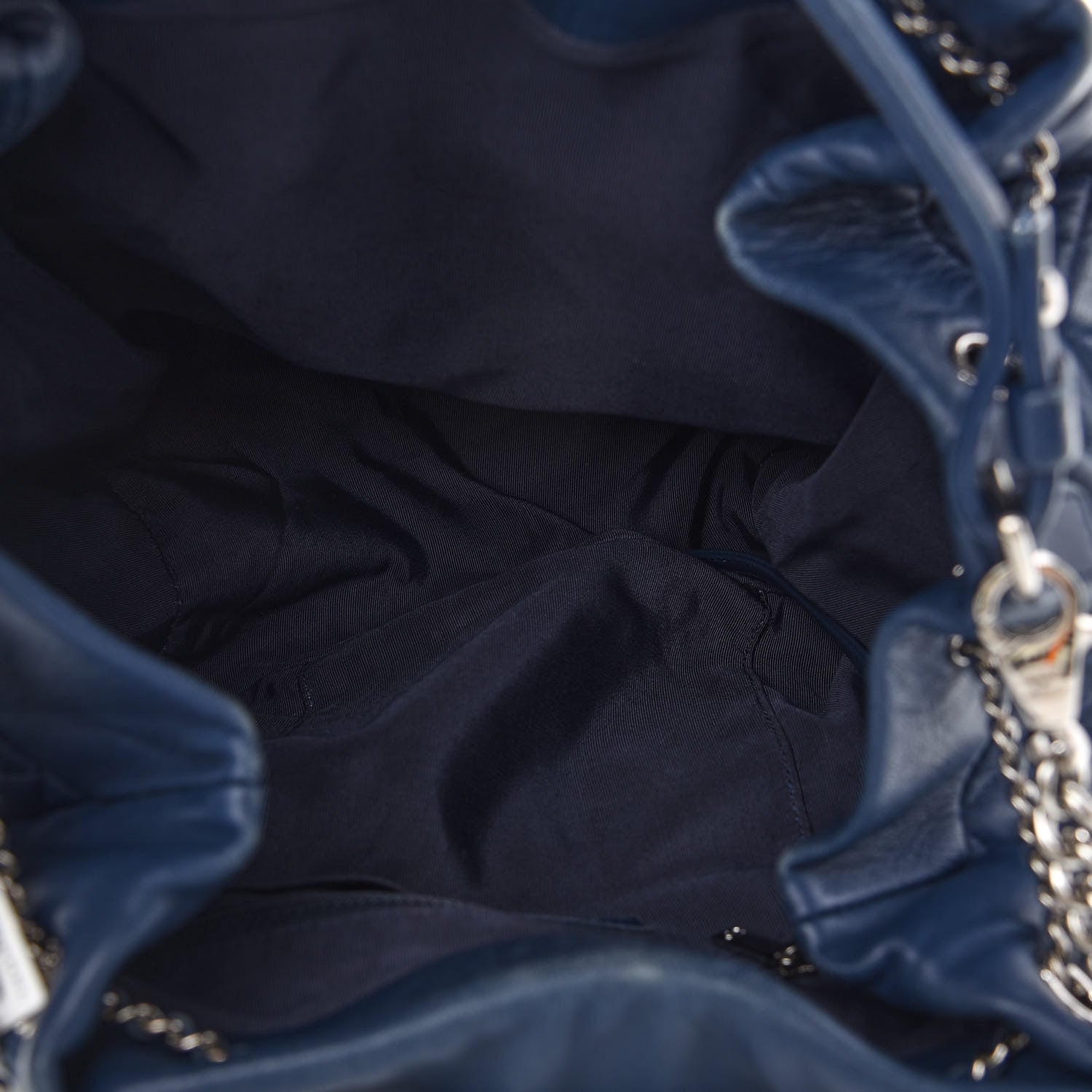 Chanel Lambskin Quilted CC Chain Drawstring Tote Blue 5 of 9