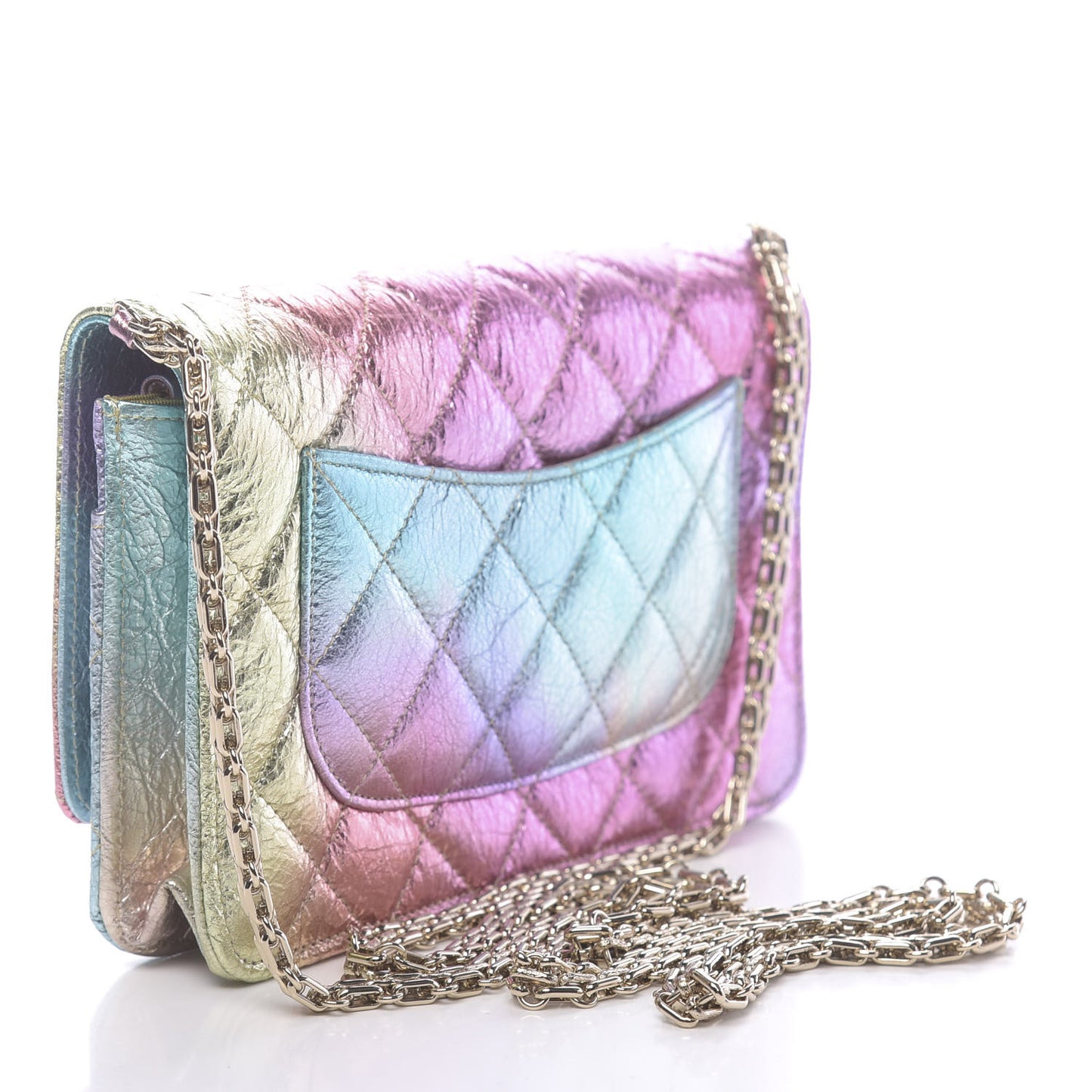 Metallic Goatskin Quilted 2.55 Reissue Wallet on Chain WOC Multicolor