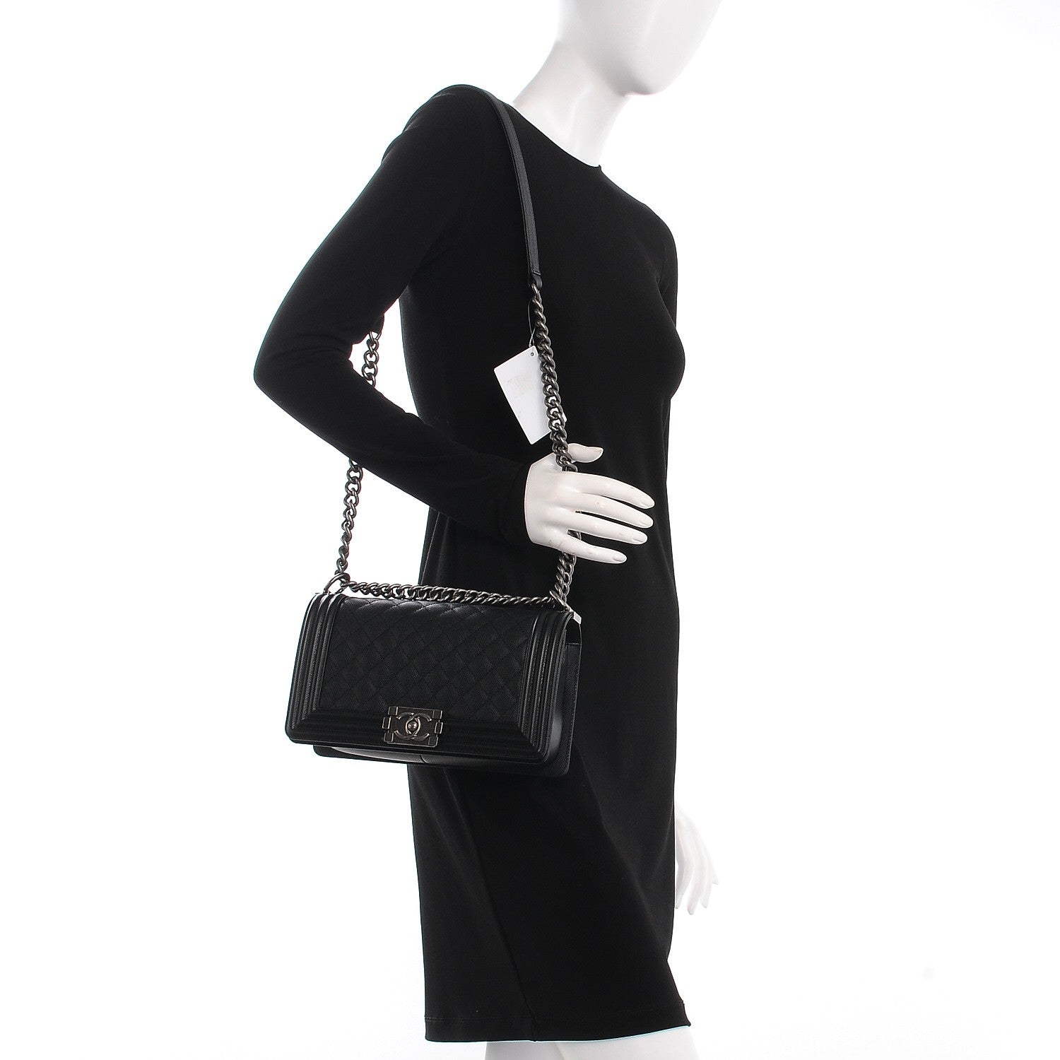 Chanel Caviar Quilted Medium Boy Flap Black 2 of 8
