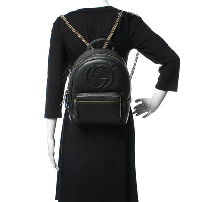Gucci Pebbled Calfskin Soho Chain Backpack Black 3 of 10