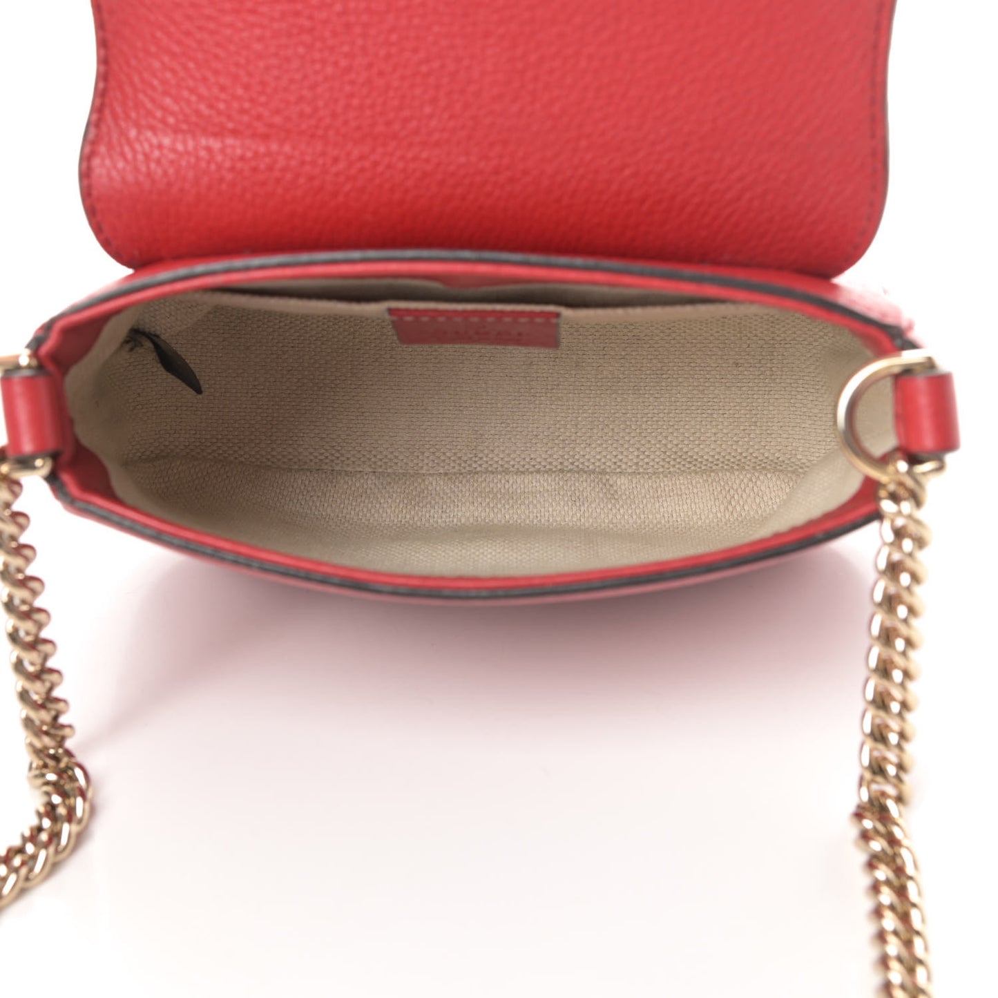 Pebbled Calfskin Small Soho Flap Crossbody Red