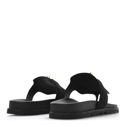 Hermes Suede Goatskin Womens Empire Sandals 38 Black 5 of 9