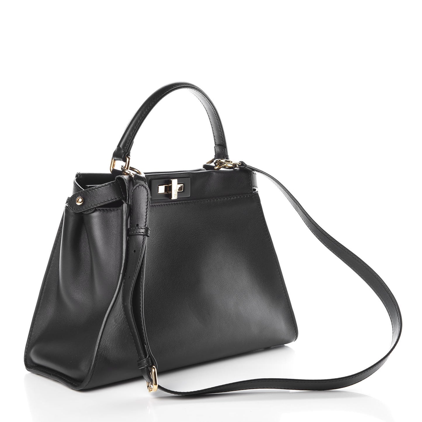 Vitello Seta Shiny Nappa Medium Peekaboo Iconic Satchel Black