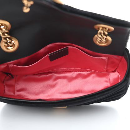Gucci Velvet Matelasse Mini GG Marmont Shoulder Bag Black 6 of 12