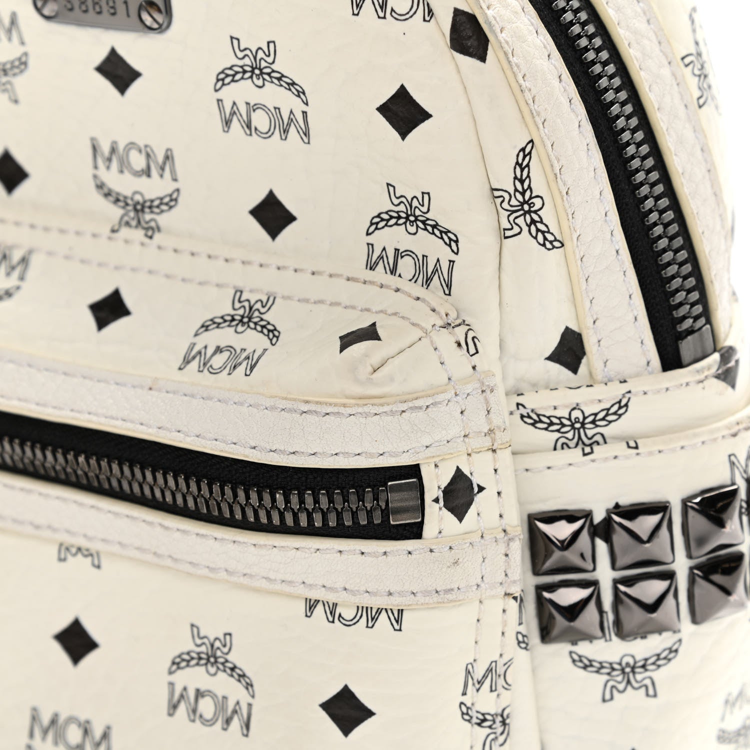 MCM Visetos Side Stud X-Mini Stark Bebe Boo Backpack White 21 of 28