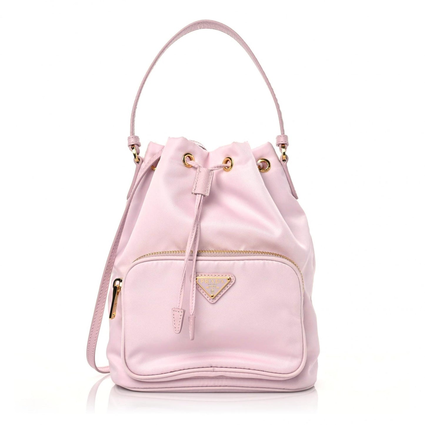 Re-Nylon Saffiano Duet Bucket Crossbody Bag Alabastro