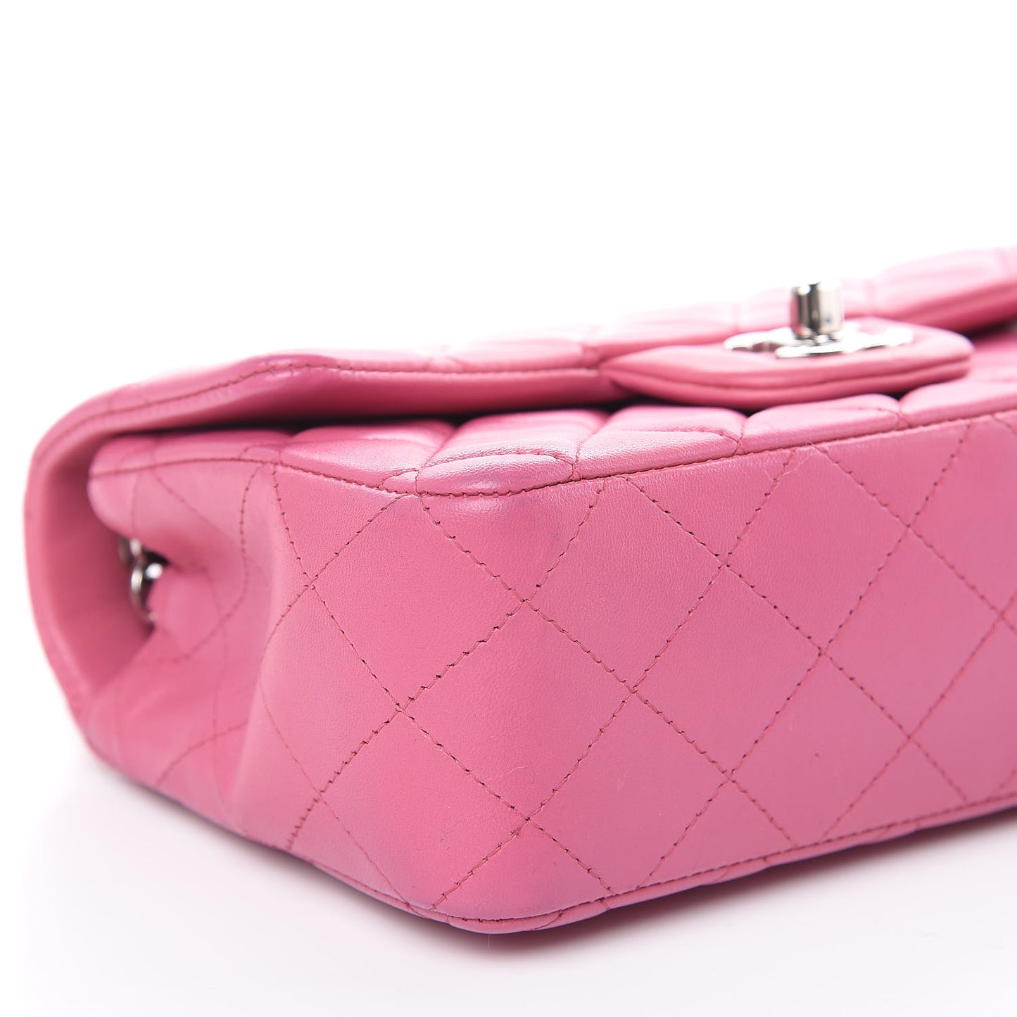 Lambskin Quilted Mini Rectangular Flap Dark Pink