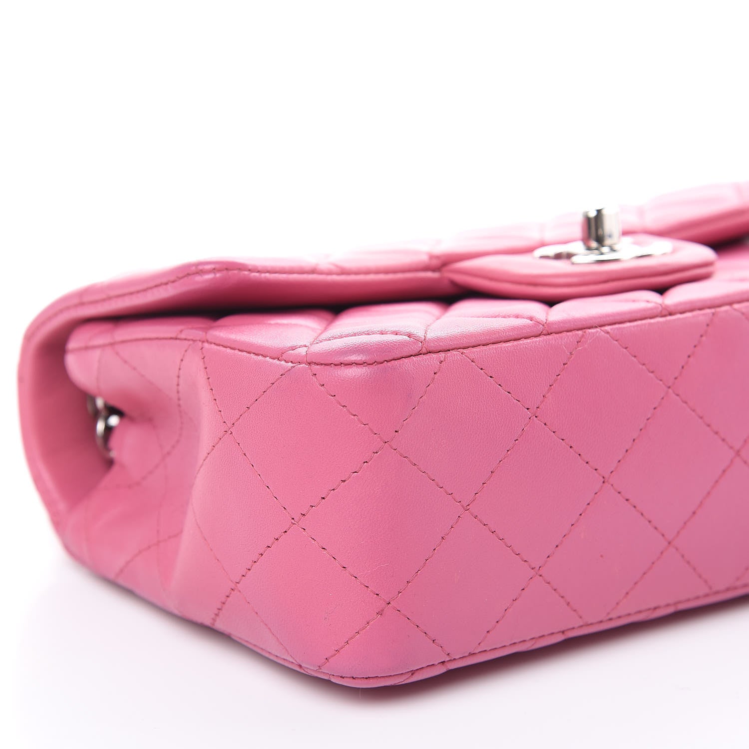 Chanel Lambskin Quilted Mini Rectangular Flap Dark Pink 9 of 16