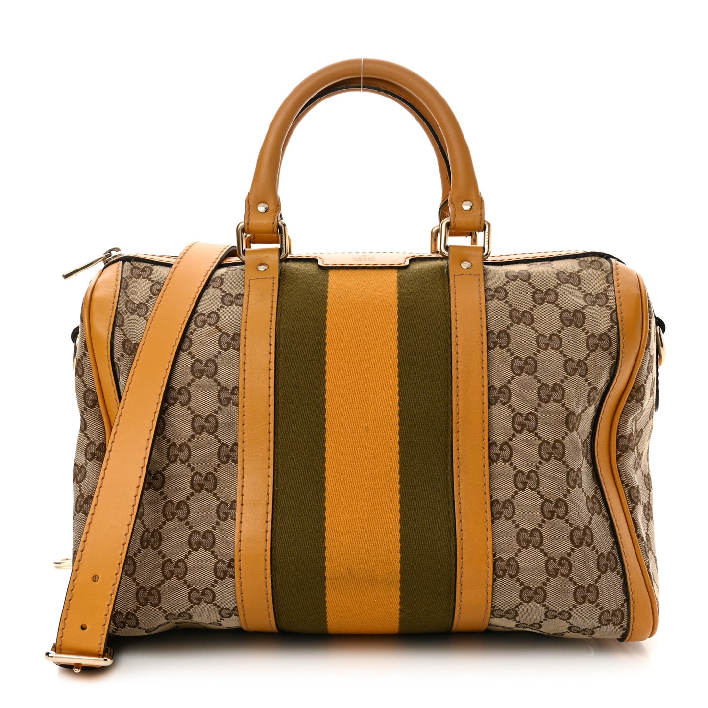 Monogram Selleria Calfskin Vintage Web Medium Boston Beige Ebony Yellow