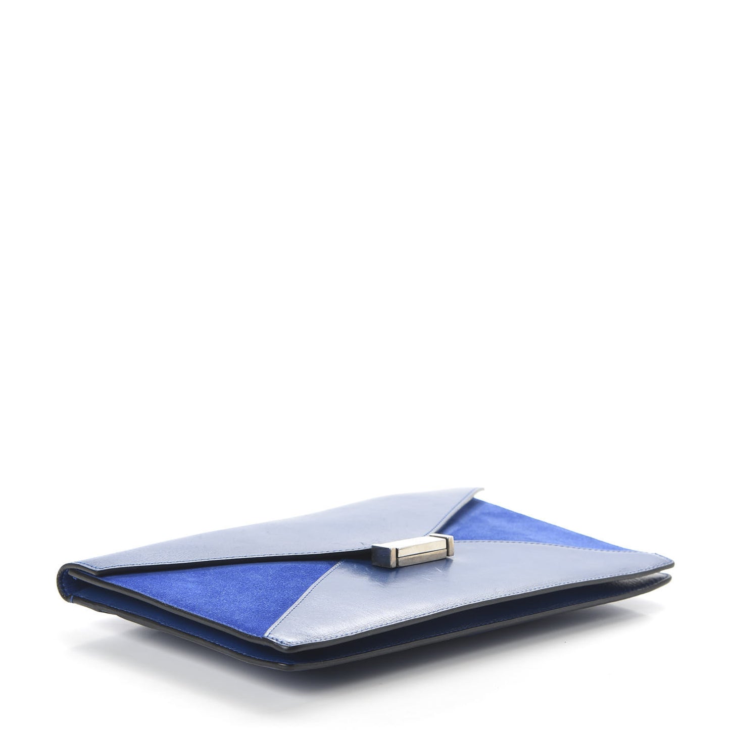 Box Calfskin Suede Diamond Clutch Electric Blue