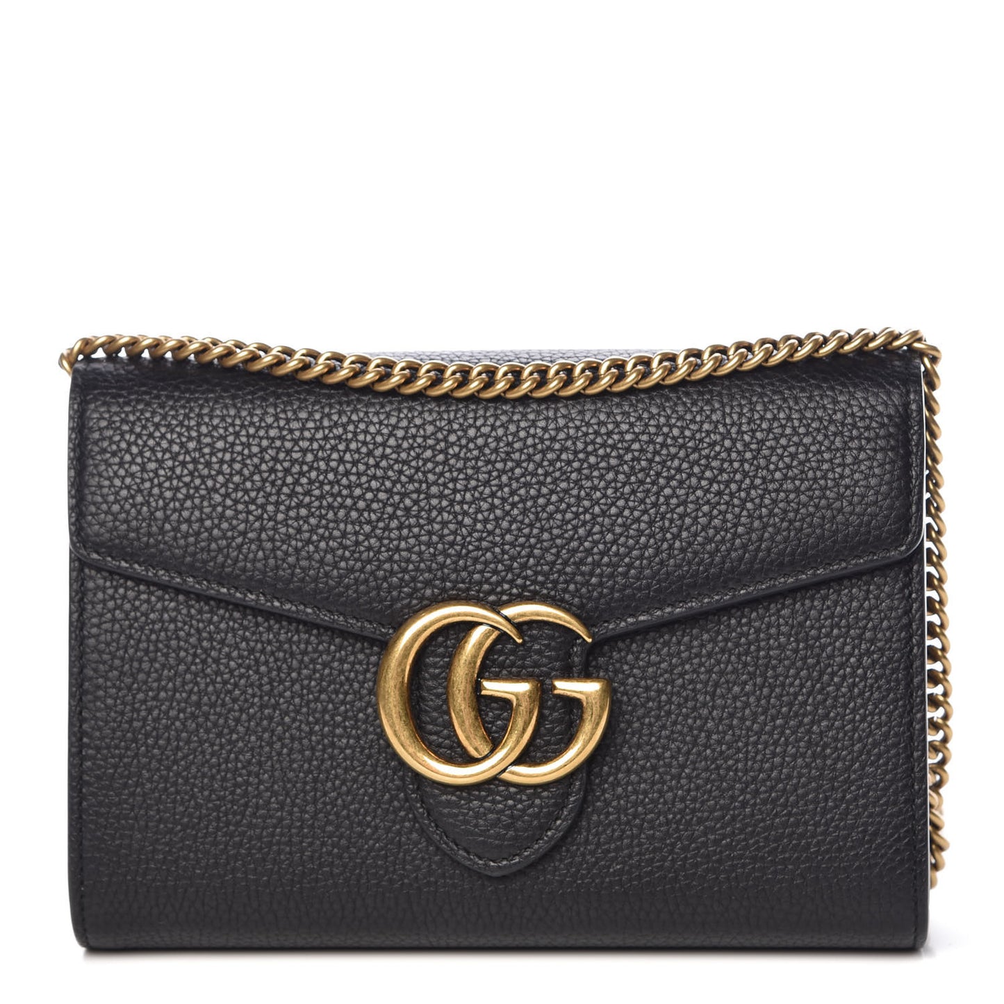Calfskin GG Marmont Chain Wallet Black