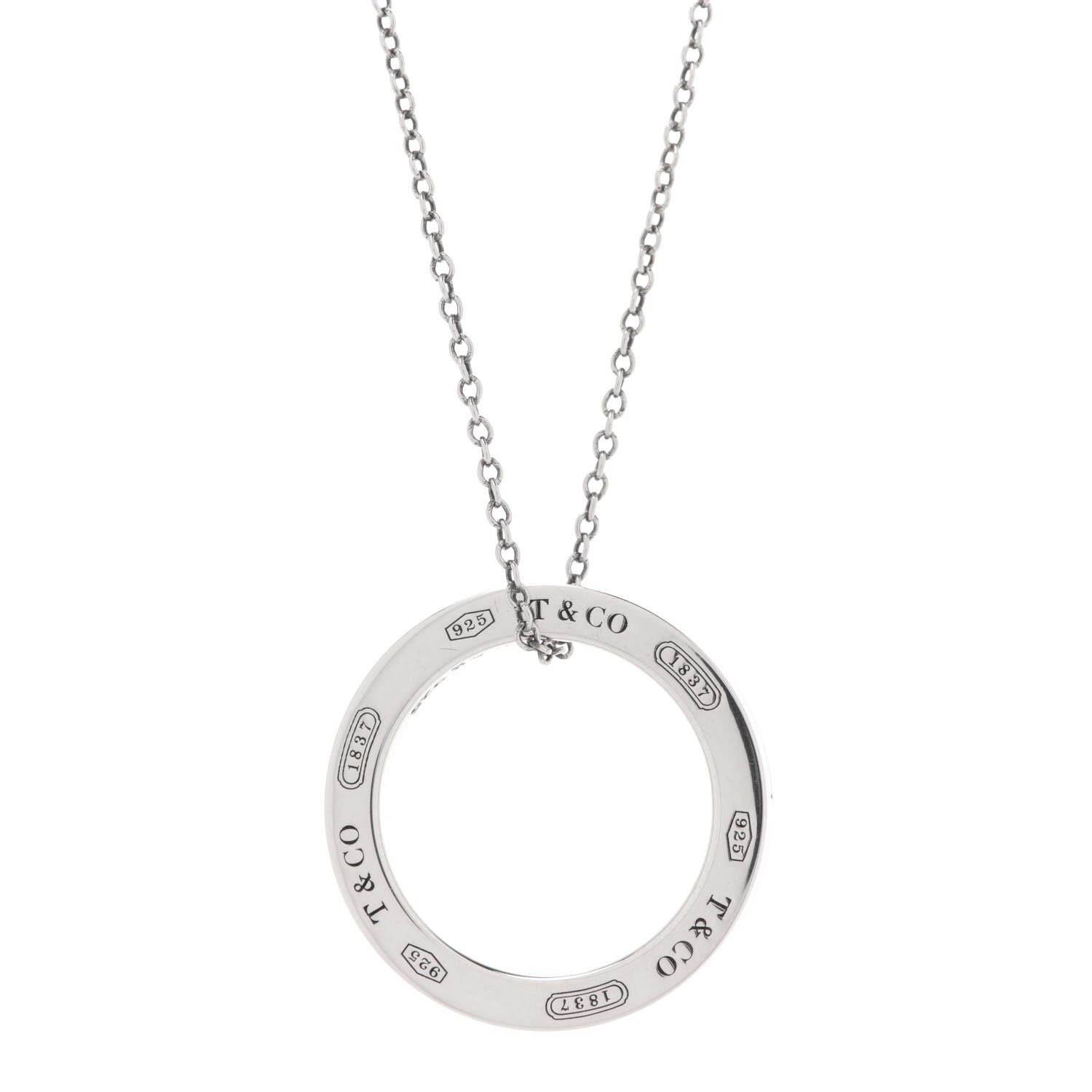 Tiffany Sterling Silver 1837 Circle Pendant Necklace 4 of 7