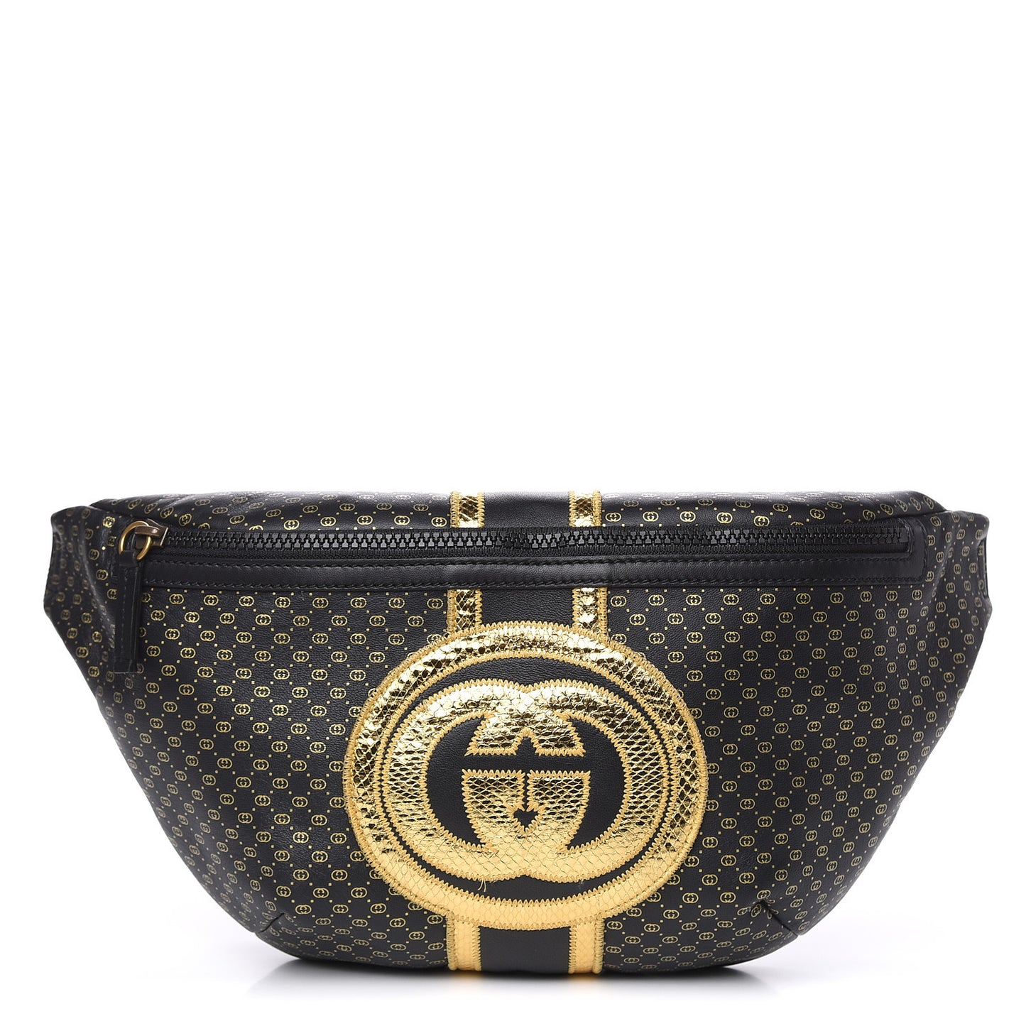 X DAPPER DAN Calfskin Laminated Ayers GG Micro Monogram Mens Belt Bag Black