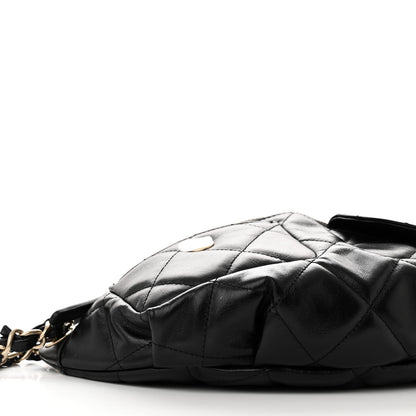 Chanel Shiny Aged Calfskin Quilted CC Pockets Jacket Waist Belt Bag Black 8 of 10