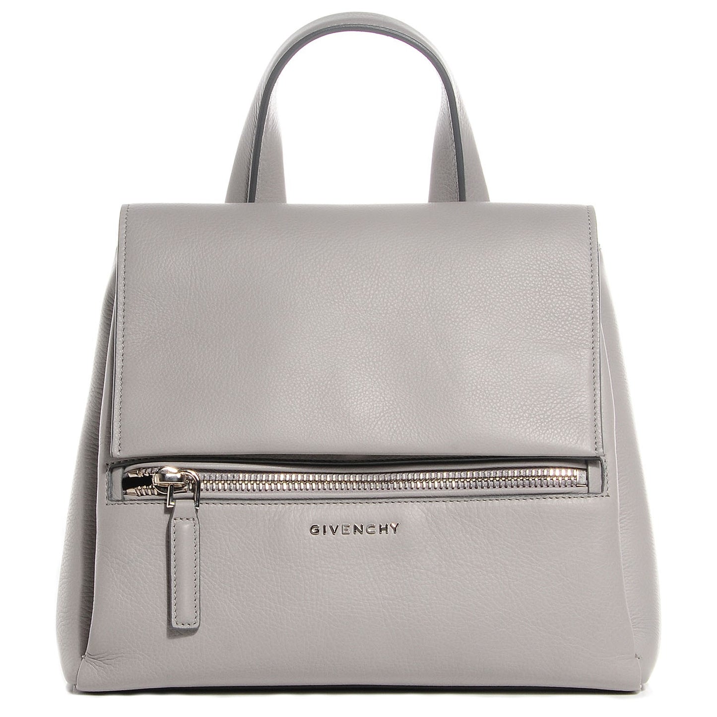 Textured Calfskin Small Pandora Pure Flap Bag Pearl Grey