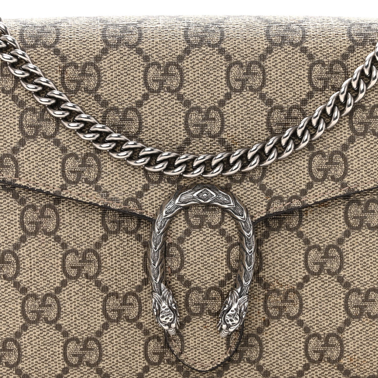 GG Supreme Monogram Mini Dionysus Chain Wallet Beige Taupe