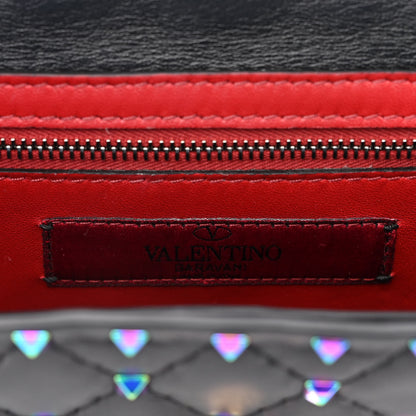 Valentino Garavani Lambskin Oil Slick Rockstud Spike Wallet on Chain Black 6 of 10