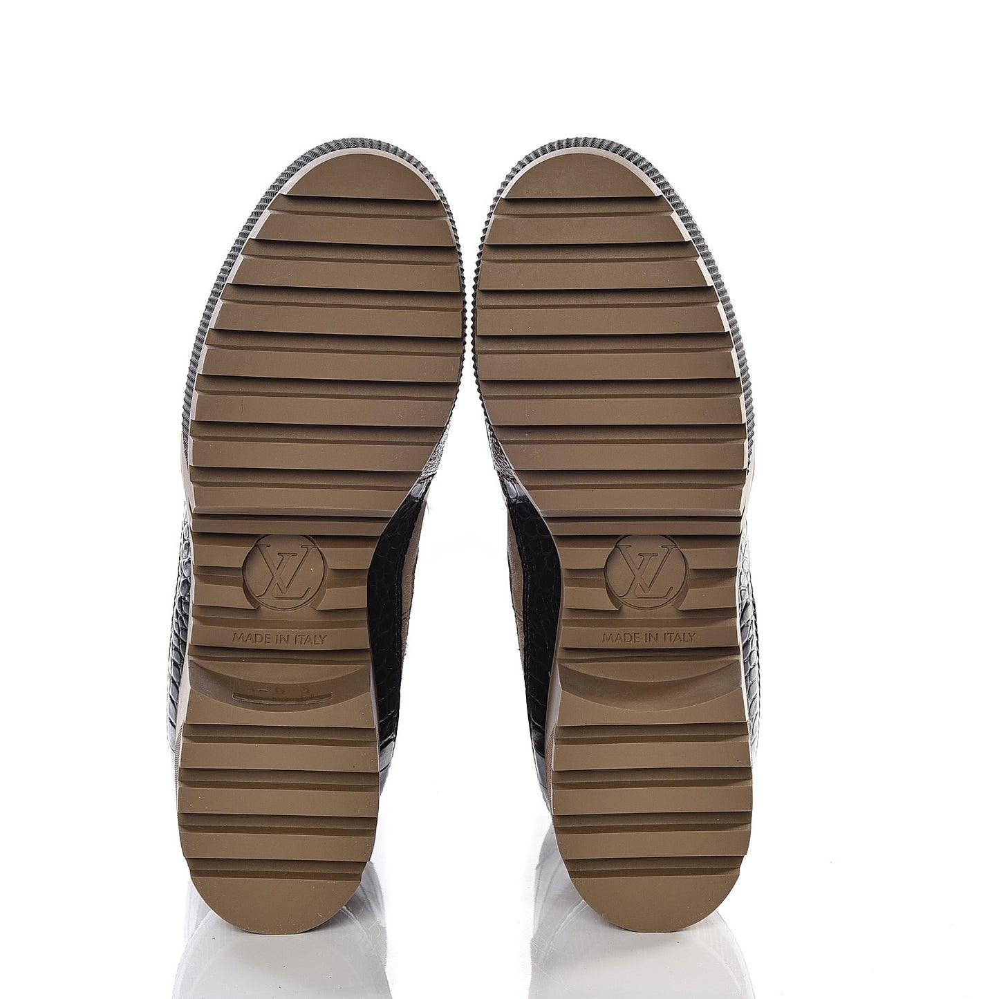 Suede Calfskin Monogram Laureate Platform Desert Boots 35 Taupe