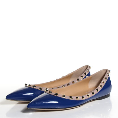 Valentino Garavani Patent Nappa Rockstud Ballerina Flats 38.5 Blue China Poudre 3 of 7