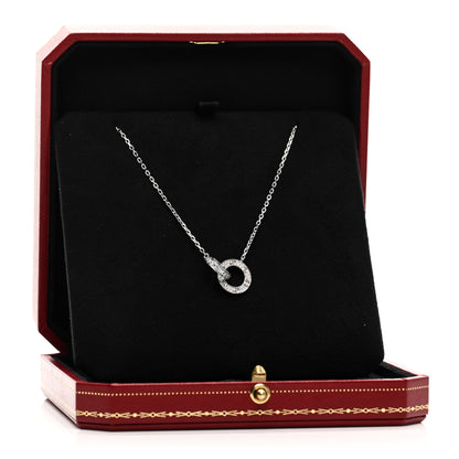 Cartier 18K White Gold Diamond Interlocking LOVE Paved Necklace 5 of 5
