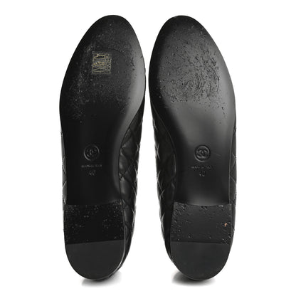 Chanel Aged Calfskin Quilted CC Cap Toe Ballerina Flats 40 Black 6 of 12