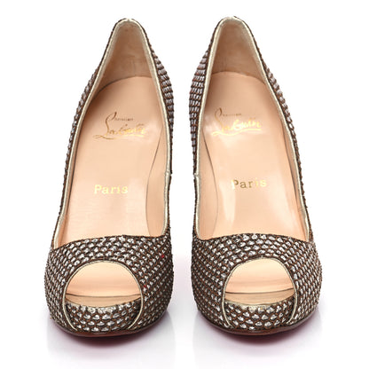 Christian Louboutin Sequin Embellished Peep Toe 110 Pumps 39 Silver 2 of 10