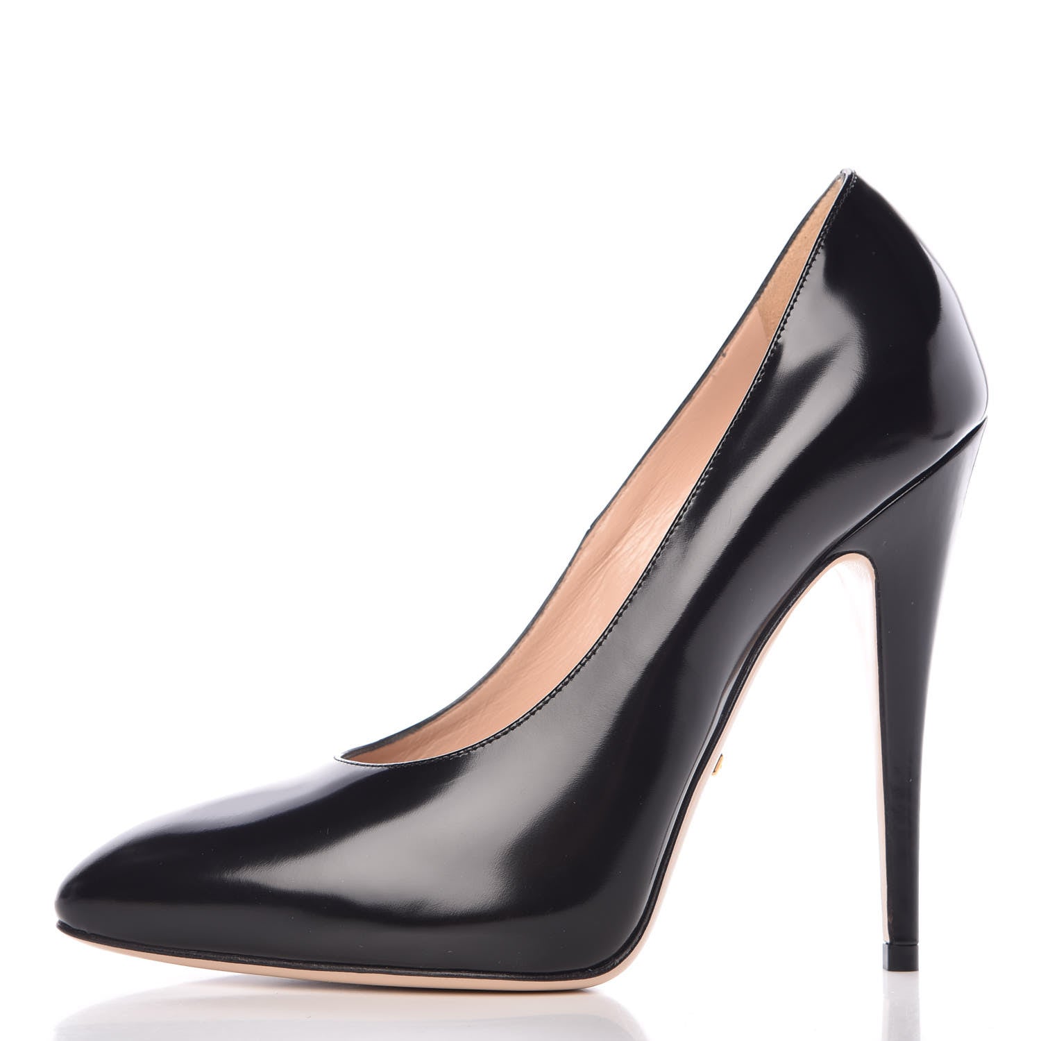 Gucci Polished Calfskin Removable Pearly Bow Elaisa Platform High Heel Pumps 37.5 Black 2 of 12