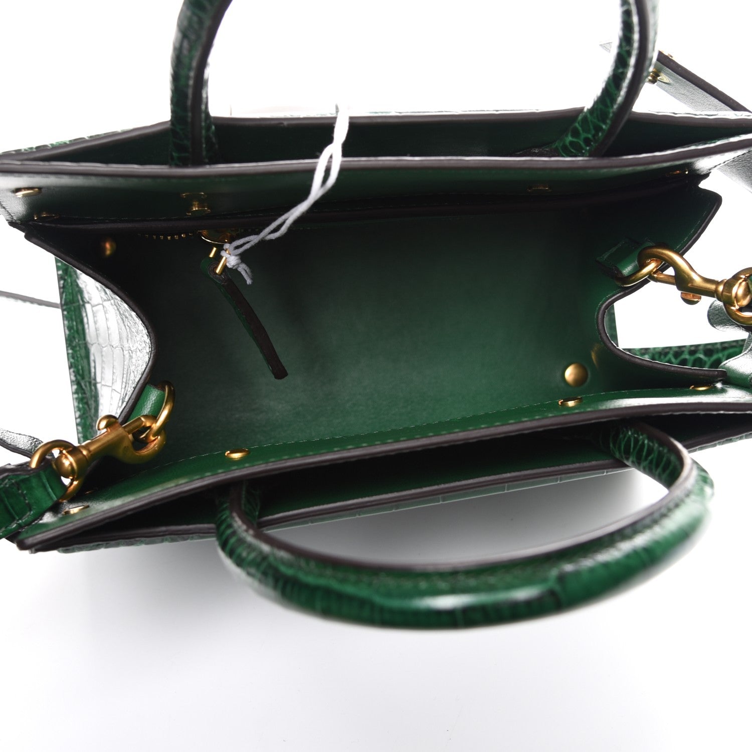Givenchy Calfskin Crocodile Embossed Mini Horizon Satchel Green 6 of 7