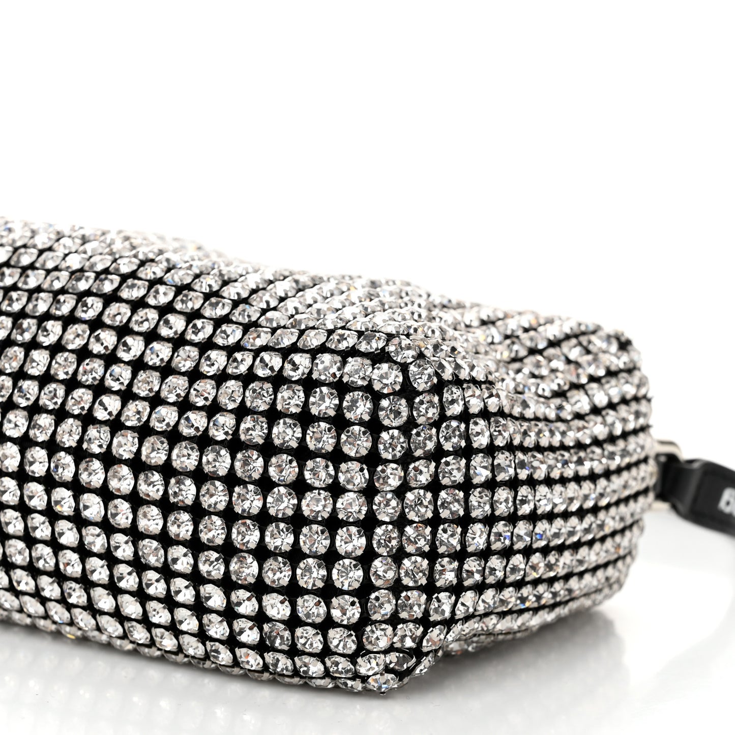 Mesh Crystal Rhinestone Mini Heiress Pouch Black Silver