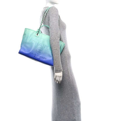 Chanel Shaded Calfskin Small Deauville Tote Light Green Turquoise Purple 2 of 12