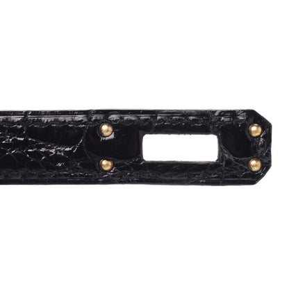 Hermes Taurillon Novillo Shiny Niloticus Crocodile Birkin Touch 25 Black 27 of 35