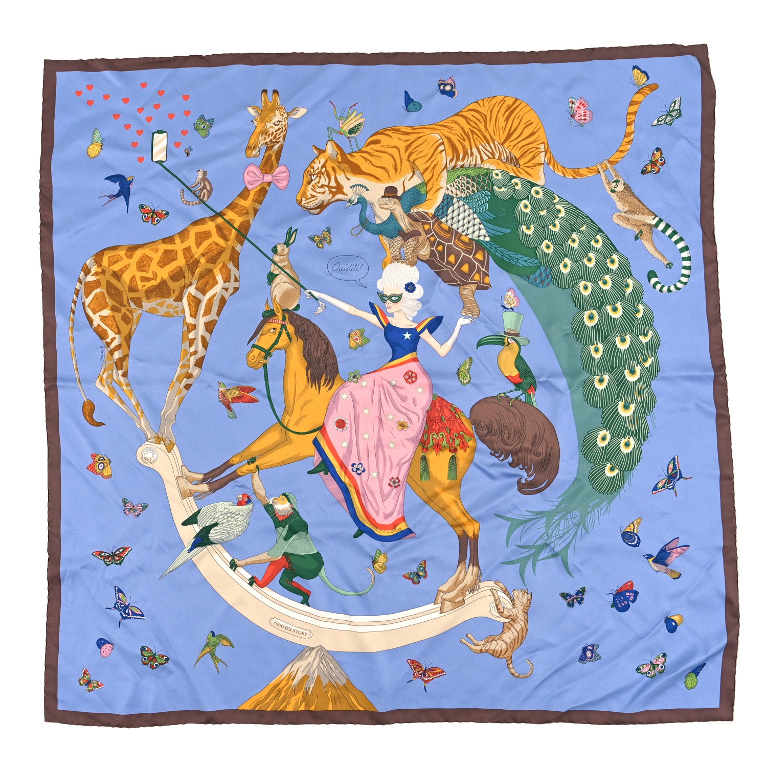 Hermes Silk Story Scarf 90 Bleu Lavande Vert 1 of 3