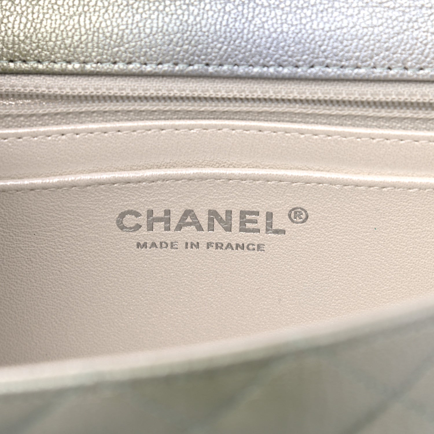 Chanel Metallic Goatskin Quilted Ombre Mini Rectangular Flap Grey Green 6 of 10