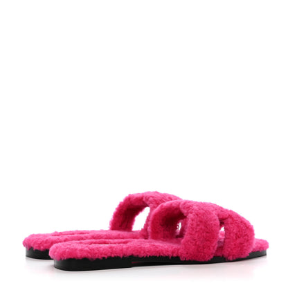 Hermes Woolskin Oran Sandals 40 Rose Fuchsia 3 of 4