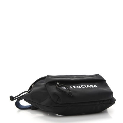 Balenciaga Sport Nylon Logo Embroidered Wheel Belt Bag Black White 4 of 9