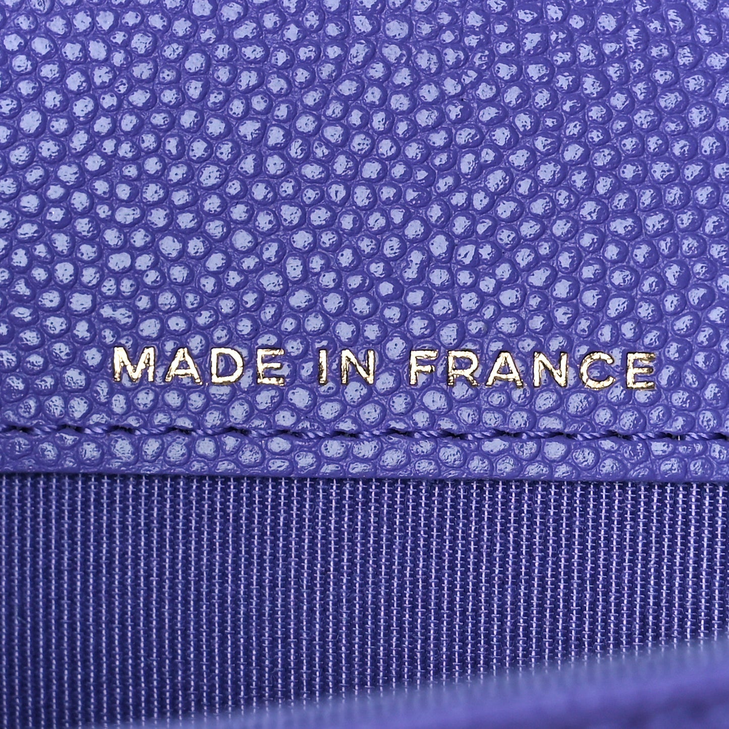 Caviar Quilted Flap Card Holder Wallet Purple