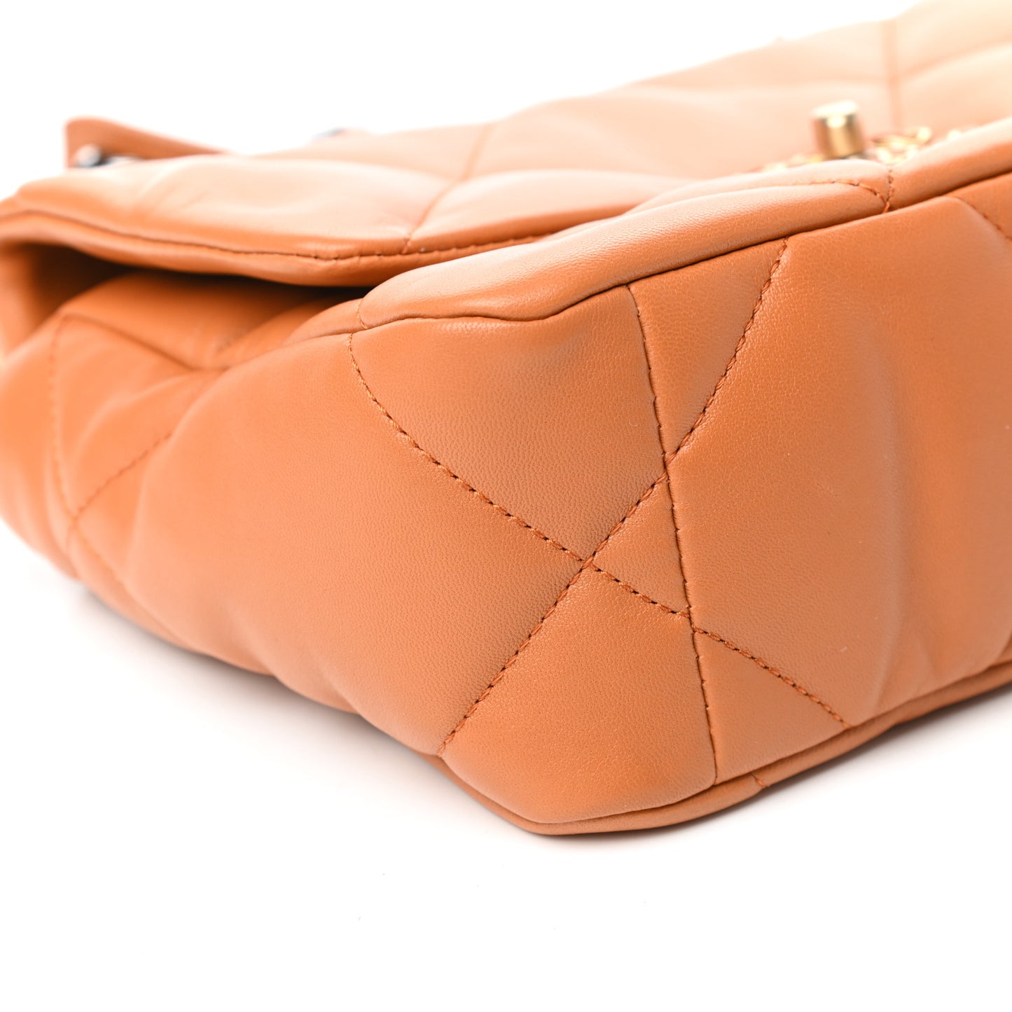 Lambskin Quilted Medium Chanel 19 Flap Light Brown