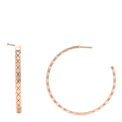 Chanel 18K Beige Gold Large Coco Crush Hoop Earrings 1 of 6