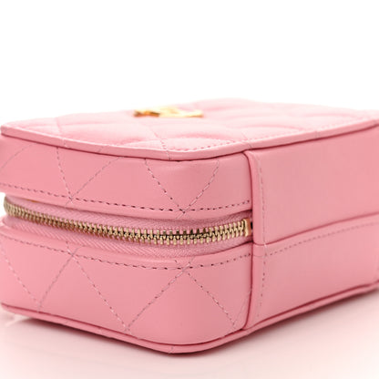 Chanel Lambskin Quilted Chain Top Handle Vanity Case Light Pink 9 of 11