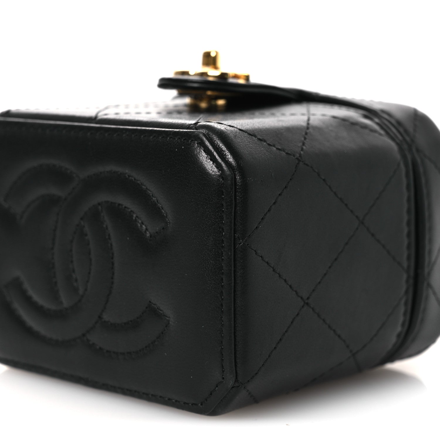 Chanel Lambskin Quilted Vanity Clutch With Chain Black 10 of 11