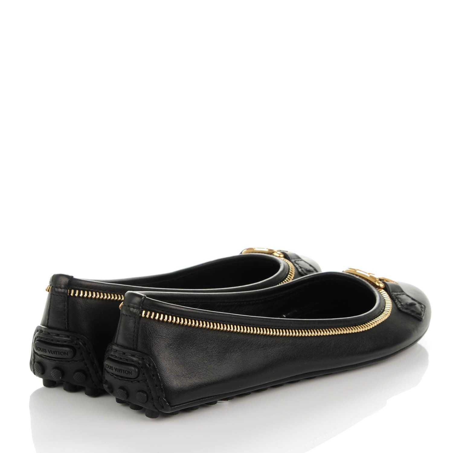 Louis Vuitton Calf Zip Oxford Ballerina Flats 37 Black 4 of 7