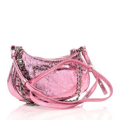 Balenciaga Metallic Agneau Arena Crystal Le Cagole Mini Purse With Chain Met Pink 3 of 9