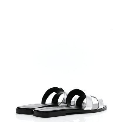Hermes Metallic Nappa Calfskin Oran Sandals 38 Argent 4 of 9