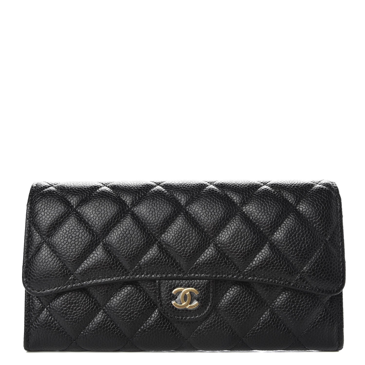 Chanel Caviar Quilted Large Gusset Flap Wallet Black 1 of 9