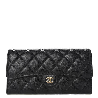 Chanel Caviar Quilted Large Gusset Flap Wallet Black 1 of 9