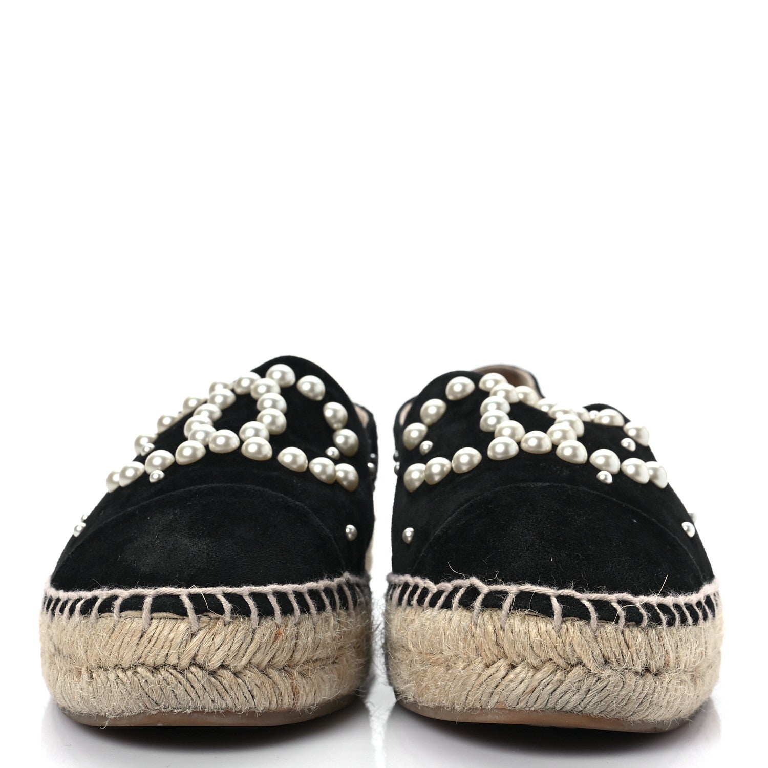 Chanel Suede Pearl CC Espadrilles 37 Black 2 of 8