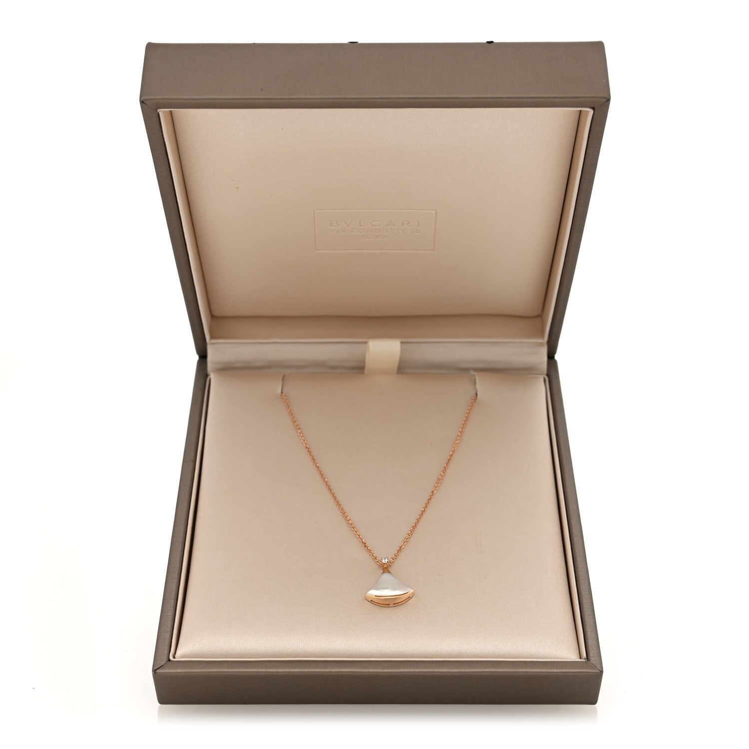 Bulgari 18K Rose Gold Diamond Mother of Pearl Small Divas' Dream Pendant Necklace 5 of 5