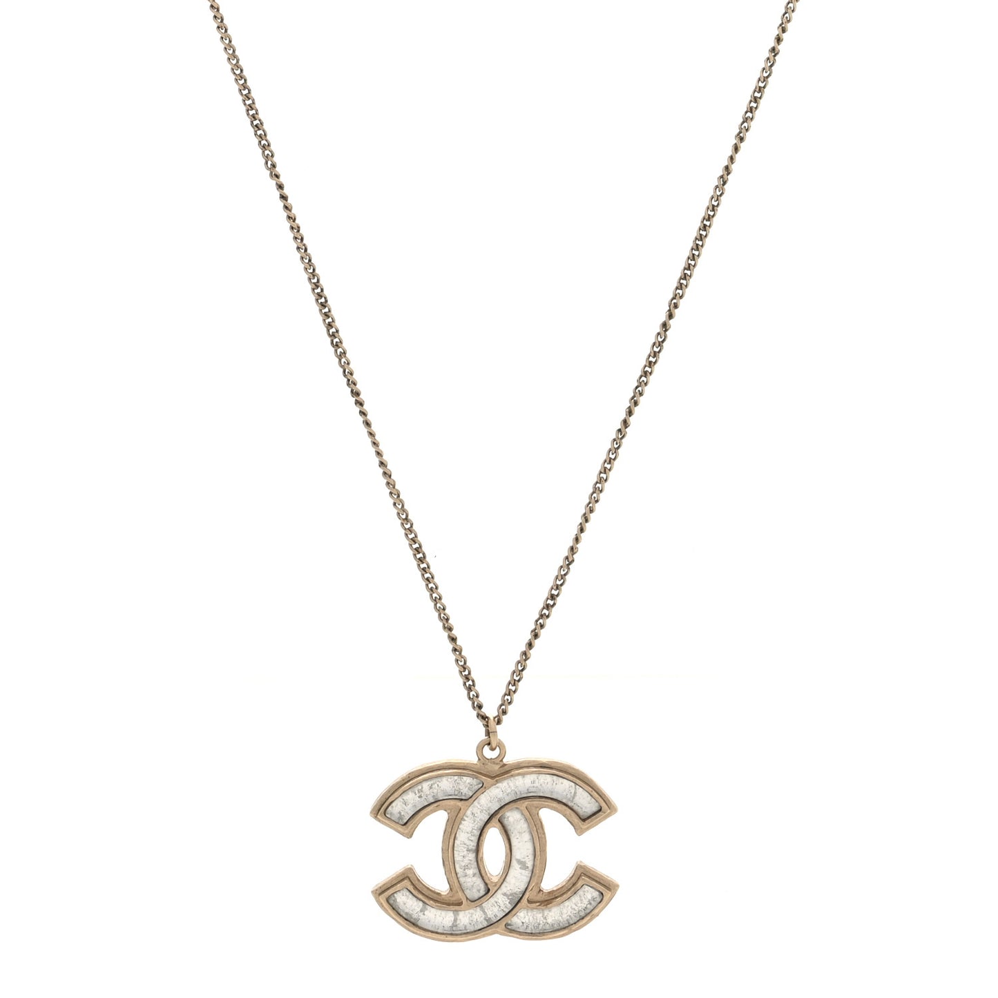 Enamel CC Pendant Necklace Gold Silver